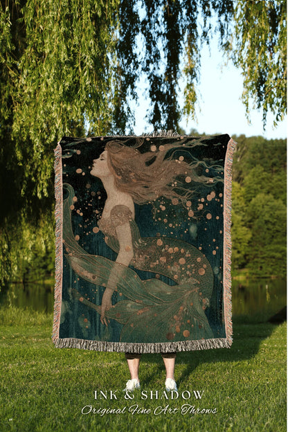 Sea Fairy Picnic Blanket | Fairycore Bedroom Celestial Siren Throw Ethereal Tapestry Sirencore Decor Witchy Wall Art Fairy Grunge Mermaid |