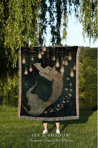 Mystic Cozy Throw Blanket | Dark Academia Bedroom Celestial Throw Ethereal Mermaid Core Royalcare Tapestry Sirencore Decor Celestial Fairy