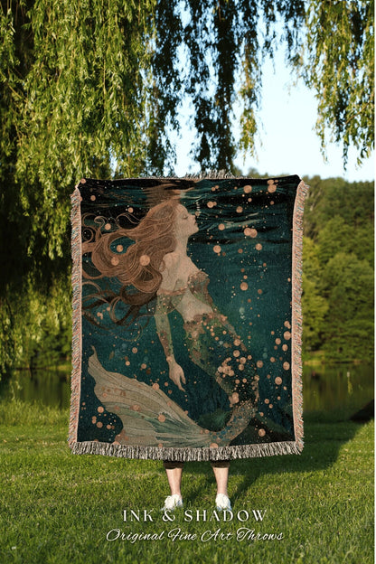 Dream Aesthetic Tapestry | Mermaid Aesthetic Bedroom Celestial Witch Tapestry Fairycore Decor Art Nouveau Fairy Grunge Decor Dark Academia