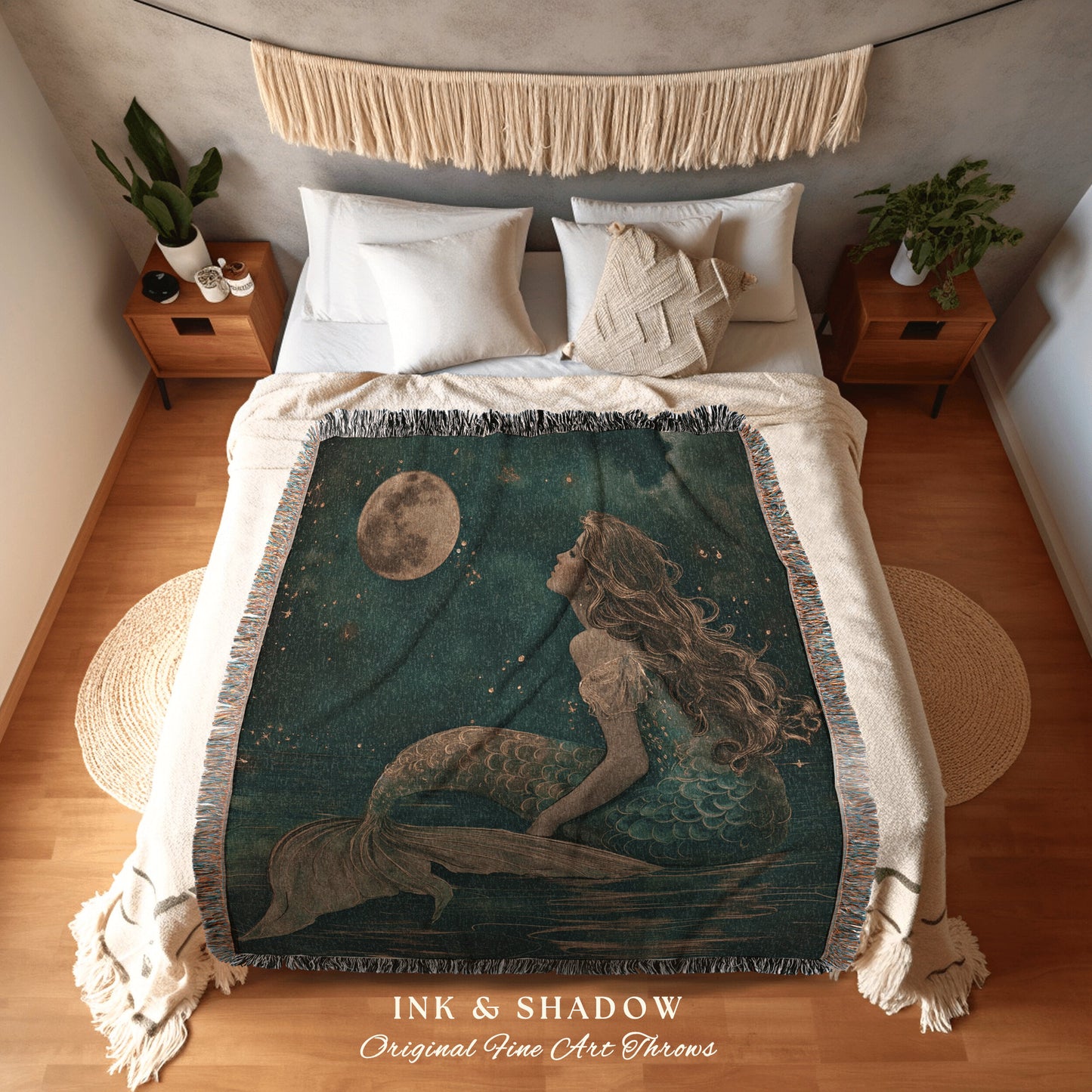 Mythical Sea Witch Tapestry | Mermaidcore Bedroom Celestial Sea Witch Tapestry Sirencore Decor Art Nouveau Fairy Grunge Moody Aesthetic Art