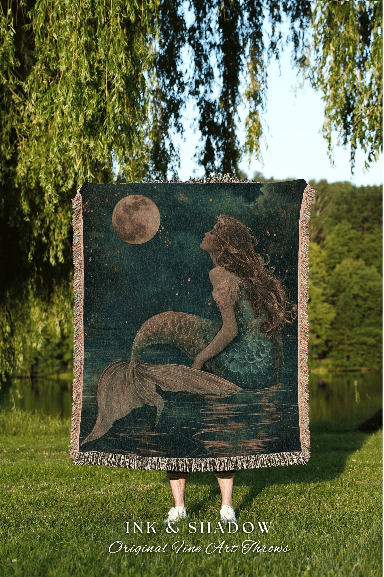 Mythical Sea Witch Tapestry | Mermaidcore Bedroom Celestial Sea Witch Tapestry Sirencore Decor Art Nouveau Fairy Grunge Moody Aesthetic Art