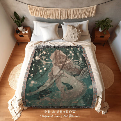 Mythological Siren Tapestry Woven | Cottagecore Bedroom Celestial Throw Ethereal Tapestry Sirencore Decor Witchy Art Fairy Grunge Celestial