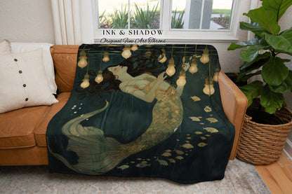 Mystic Cozy Throw Blanket | Dark Academia Bedroom Celestial Throw Ethereal Mermaid Core Royalcare Tapestry Sirencore Decor Celestial Fairy