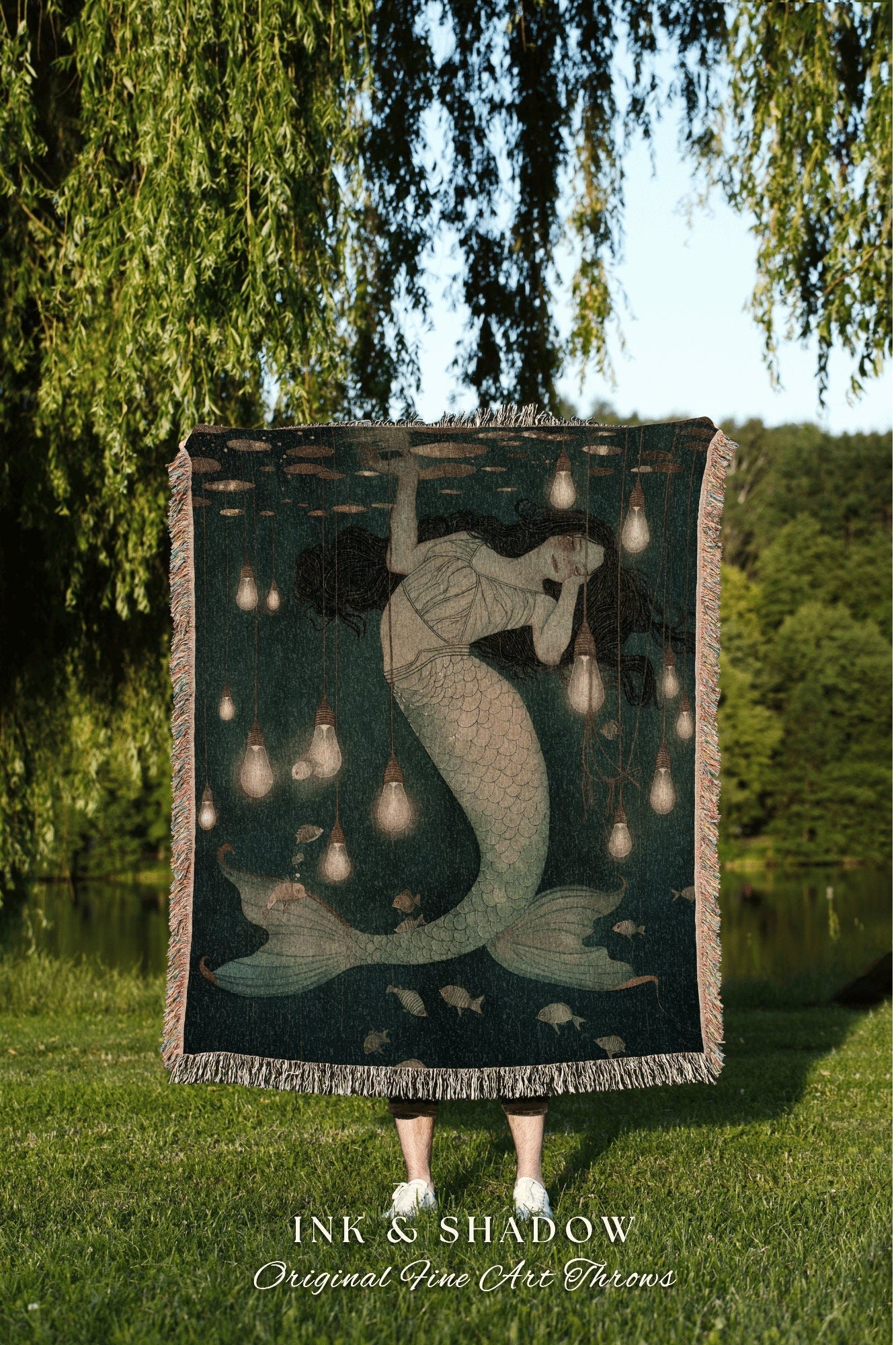 Woven Tapestry Mermaid Room | Dark Academia Bedroom Celestial Throw Ethereal Mermaid Core Royalcare Tapestry Sirencore Decor Celestial Fairy