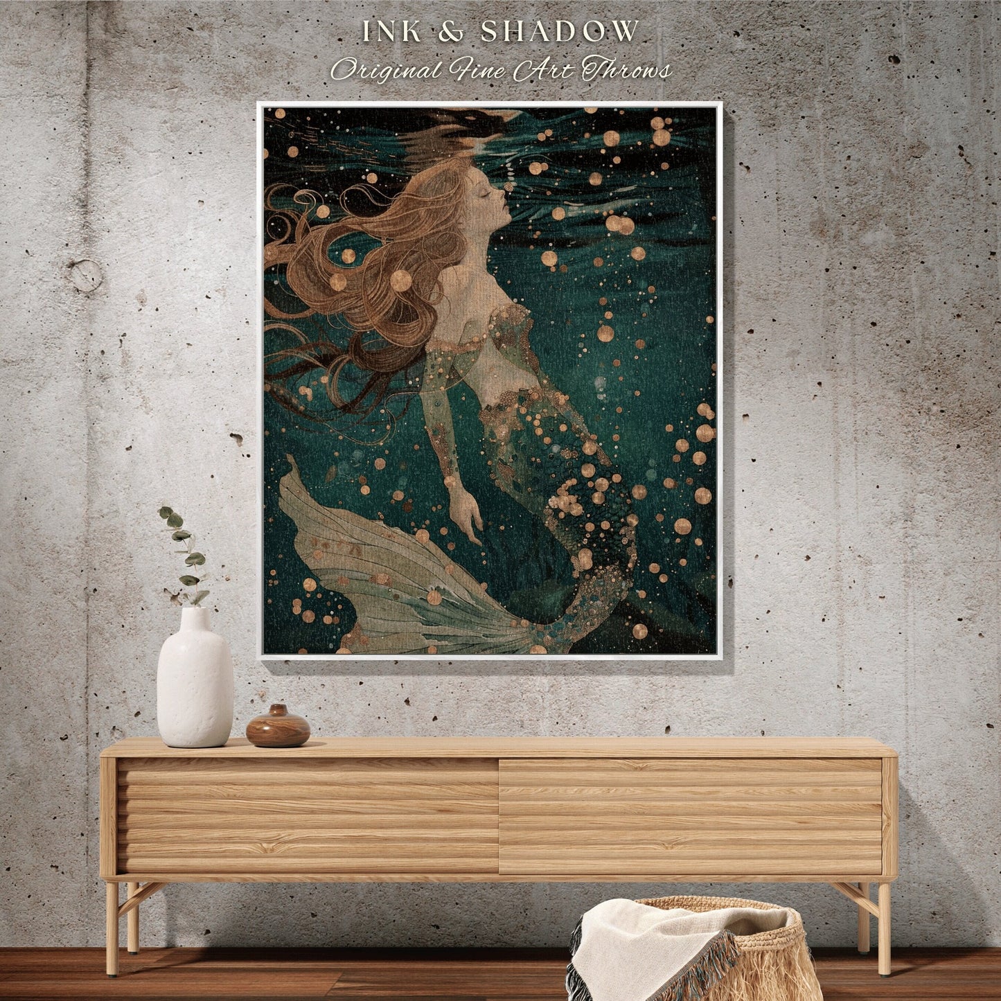 Dream Aesthetic Tapestry | Mermaid Aesthetic Bedroom Celestial Witch Tapestry Fairycore Decor Art Nouveau Fairy Grunge Decor Dark Academia