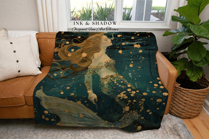 Dream Aesthetic Tapestry | Mermaid Aesthetic Bedroom Celestial Witch Tapestry Fairycore Decor Art Nouveau Fairy Grunge Decor Dark Academia