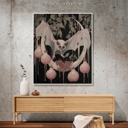 Witchy Aesthetic Lunar Bat Pomegranate Blanket | Celestial Blanket Woven Tapestry Victorian Wall Art Bedroom Decor Woodland Art Ethereal |