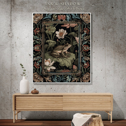 Goblincore Bedroom Blanket | Eclectic Room Decor Morris Inspired Forest Aesthetic Boho Grunge Fairycore Bedroom Wall Tapestry Woodland Frog