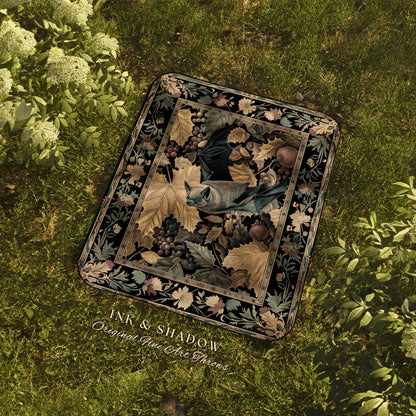 Medieval Aesthetic Woven Bat Tapestry | Woodland Blanket Crowcore Bedroom Decor Housewarming Gift Bat Lover Wall Art Whimsigoth Victorian