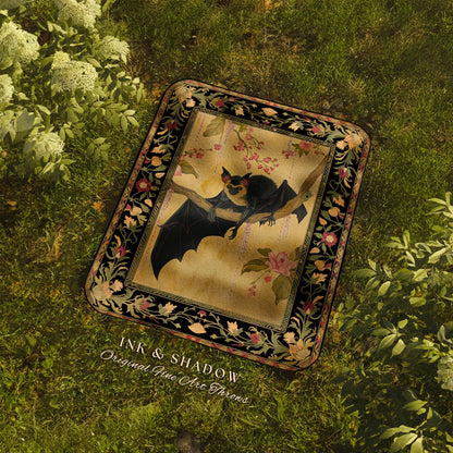 Elegant Throw Blanket Bat Lover Decor | Celestial Tapestry Woven Blanket Victorian Gothic Bedroom Decor Woodland Ethereal Botanical Gothic |