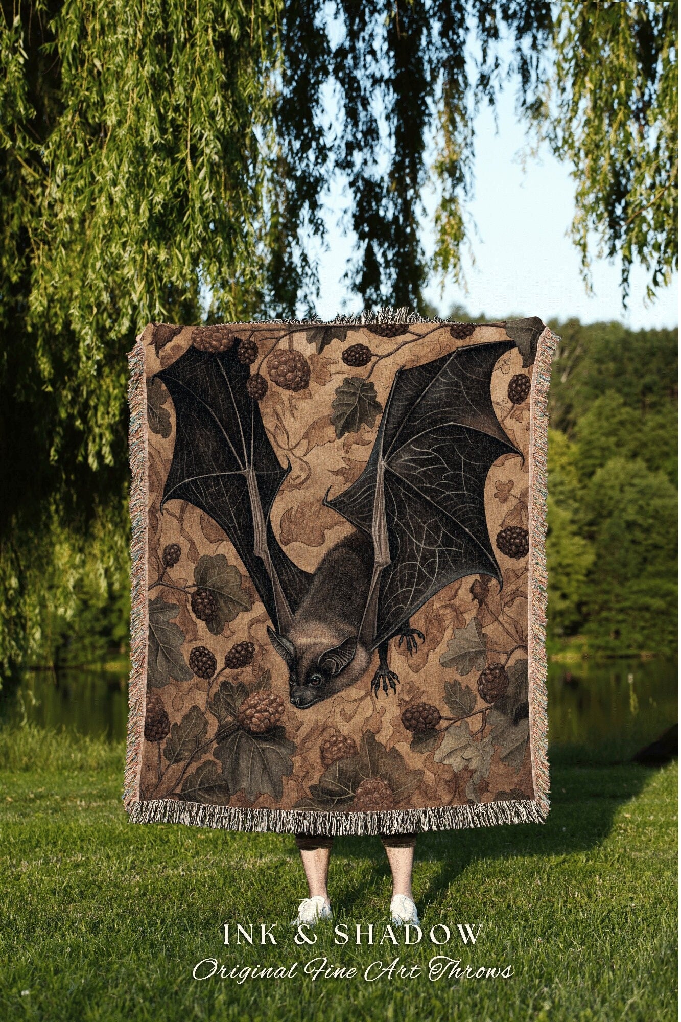 Gothic Wall Tapestry Bat Aesthetic | Celestial Tapestry Woven Blanket Victorian Gothic Bedroom Decor Woodland Ethereal Botanical Gothic |