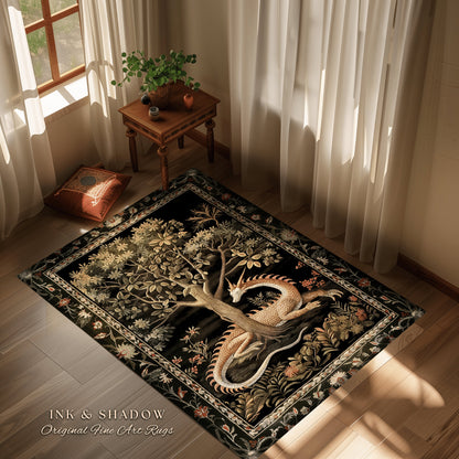 Dark Medieval Fantasy Area Rug | Baroque Aesthetic Fairytale Inspired Nursery Decor Mystic Academia Fairycore Gothic Bedroom Home Accent Rug