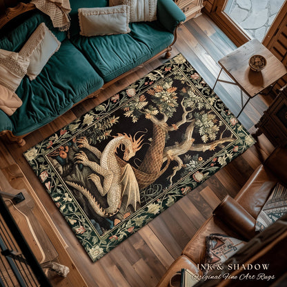 Enchanting Dragon Personal Rug | Ethereal Gothic Home Decor Fairycore Bedroom Magical Aesthetic Maximalist Cottagecore Gift for Dragon Lover