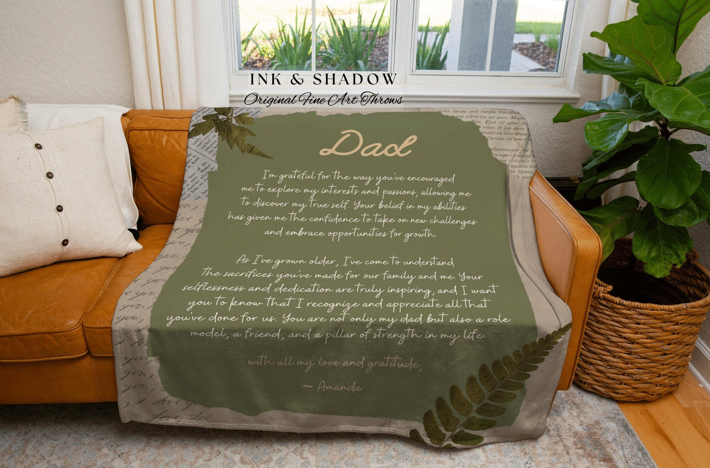 Personal Letter Blanket Gift for Dad | Custom Woven Throw Blanket Sentimental Handwriting Letter Blanket Meaningful Custom Gift for Father |