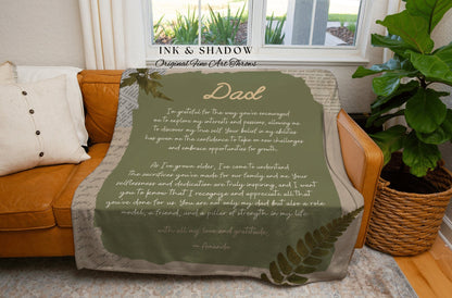 Personal Letter Blanket Gift for Dad | Custom Woven Throw Blanket Sentimental Handwriting Letter Blanket Meaningful Custom Gift for Father |