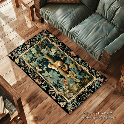 Forest Theme Decor Squirrel Botanical Morris Rug Woodland Cottagecore Reading Corner Decor Dark Fairycore Room Mystical Woodland Aesthetic