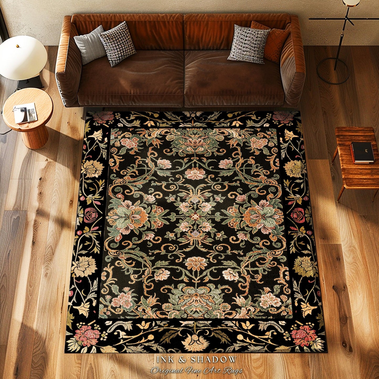 Floral Maximalism Accent Rug | Boho Folklore Aesthetic Danish Home Decor Housewarming Gift Fairycore Whimsical Woodland Wildflower Bedroom |