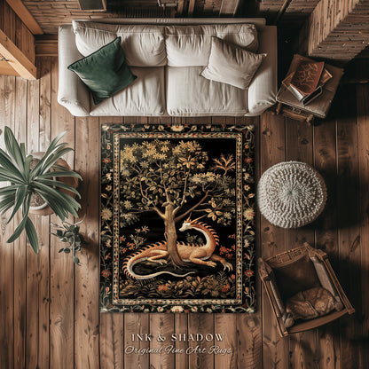 Dark Medieval Fantasy Round Area Rug | Baroque Aesthetic Fairytale Inspired Nursery Decor Mystic Academia Fairycore Goth Bedroom Home Accent