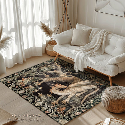 Enchanting Dragon Personal Rug | Ethereal Gothic Home Decor Fairycore Bedroom Magical Aesthetic Maximalist Cottagecore Gift for Dragon Lover