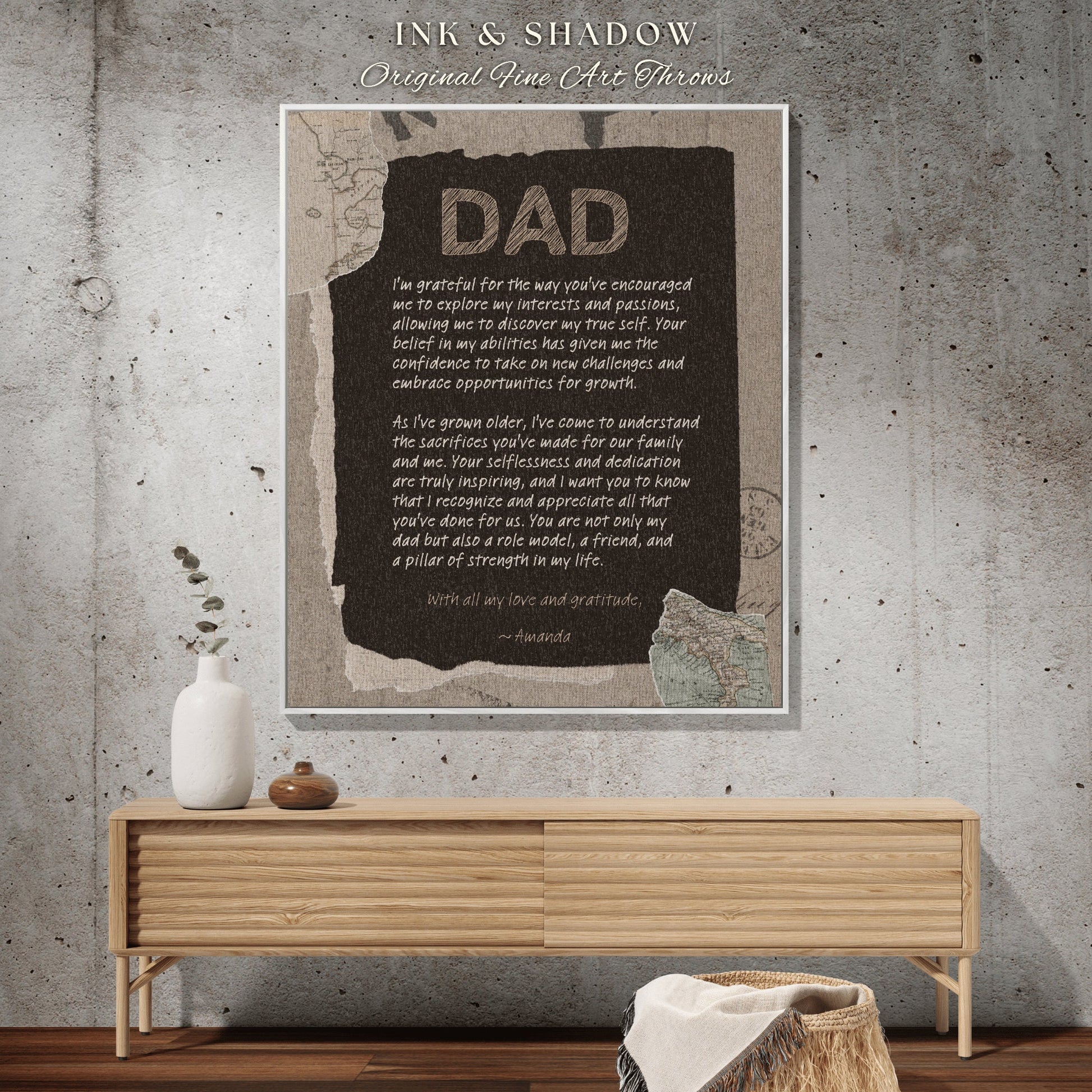 Sentimental Gift for Dad Blanket | Personalized Woven Throw Blanket Thoughtful Handwriting Letter Daddy Blanket Custom Gift for Father |