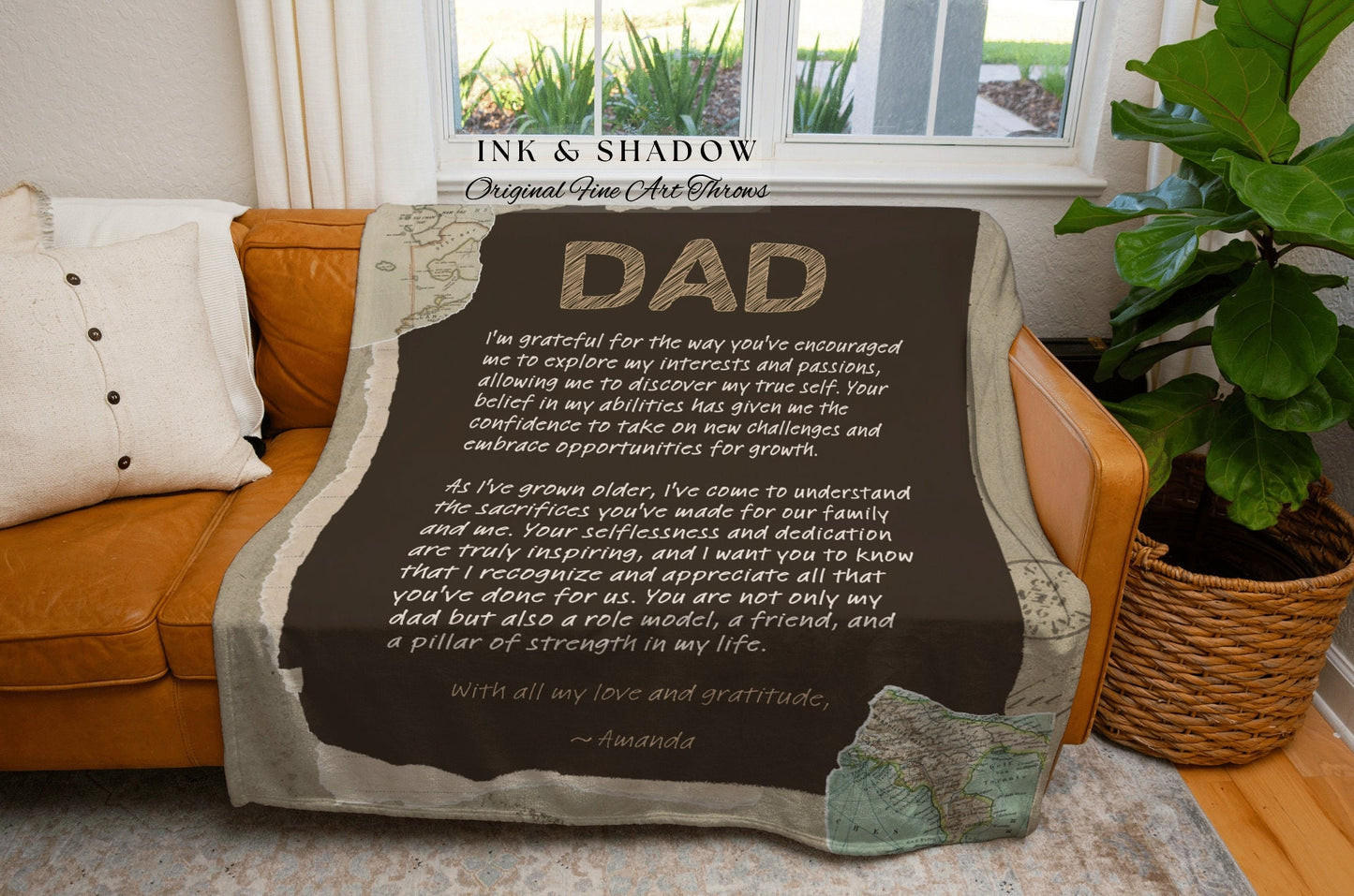 Sentimental Gift for Dad Blanket | Personalized Woven Throw Blanket Thoughtful Handwriting Letter Daddy Blanket Custom Gift for Father |