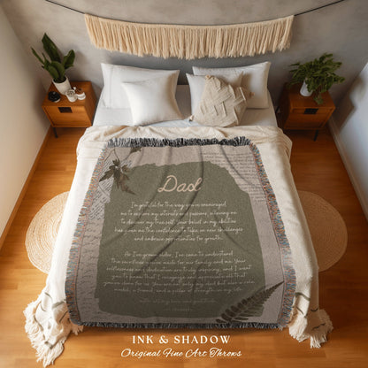 Personal Letter Blanket Gift for Dad | Custom Woven Throw Blanket Sentimental Handwriting Letter Blanket Meaningful Custom Gift for Father |