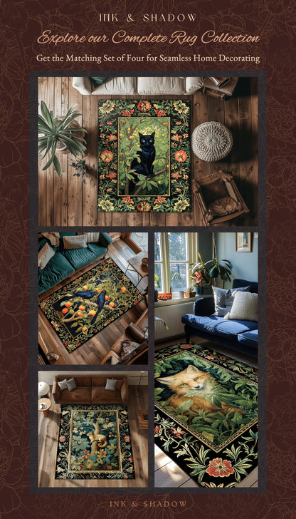 Forest Theme Decor Squirrel Botanical Morris Rug Woodland Cottagecore Reading Corner Decor Dark Fairycore Room Mystical Woodland Aesthetic