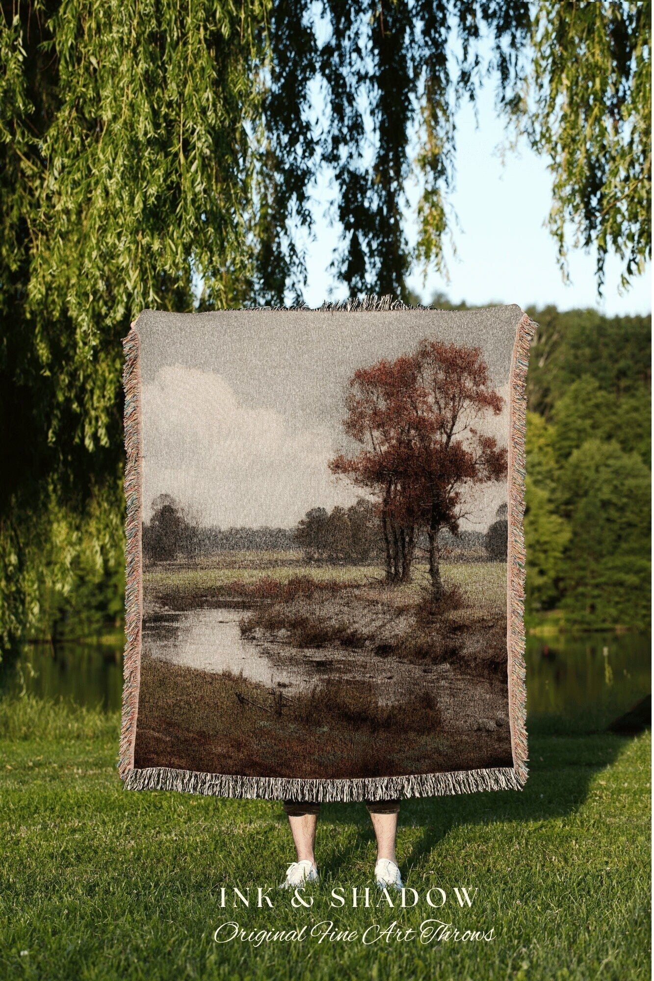 Fall Landscape Tapestry Blanket Fall Aesthetic Wall Tapestry Woven Art Housewarming Gift | Throw Blanket Cottagecore Aesthetic Home Decor |