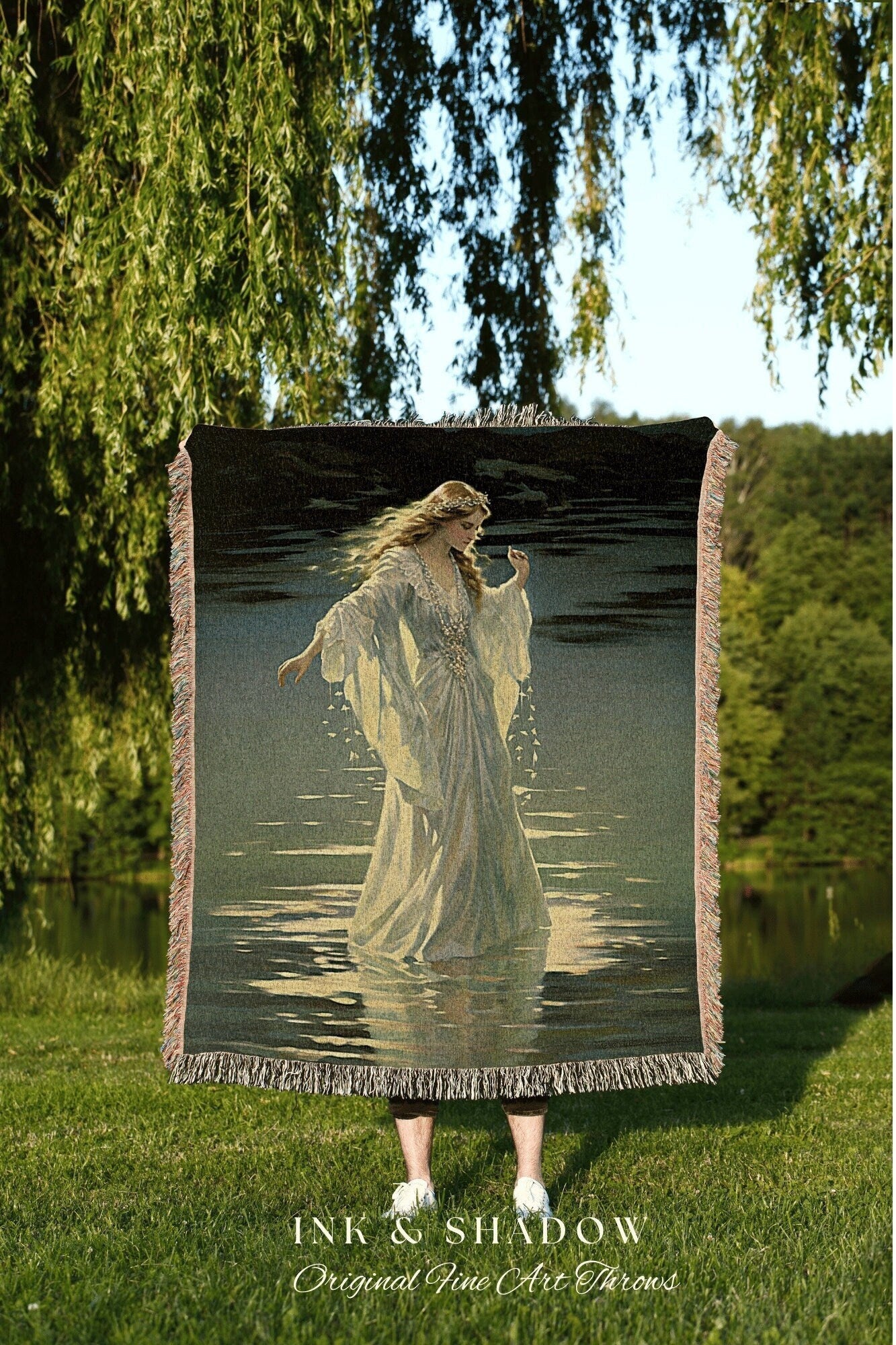 Ethereal Sea Witch Tapestry | Fairy Aesthetic Celestial Art Cottagecore Decor Art Nouveau Tapestry Woven Blanket Fairycore Decor Vintage |