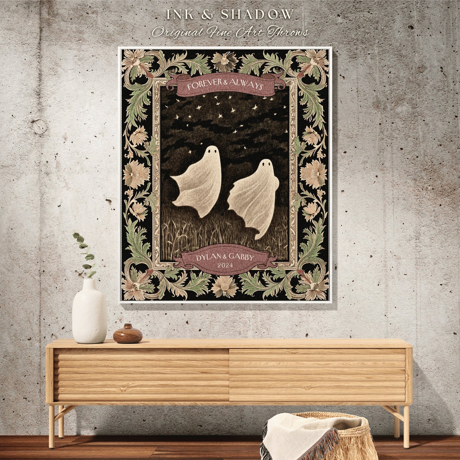 You're my Boo Couples Blanket Woven | Kindred Spirits Personalized Gothic Lover Blanket Woven Ghost Gift for Boyfriend Crowcore Home Decor