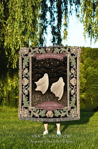 You're my Boo Couples Blanket Woven | Kindred Spirits Personalized Gothic Lover Blanket Woven Ghost Gift for Boyfriend Crowcore Home Decor