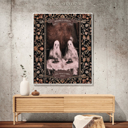 Witchy Ghost Friends 'Kindred Spirits' Blanket | Custom Gothic Best Friend Tapestry Woven Throw Whimsigoth Personalized Gifts for Bestie |