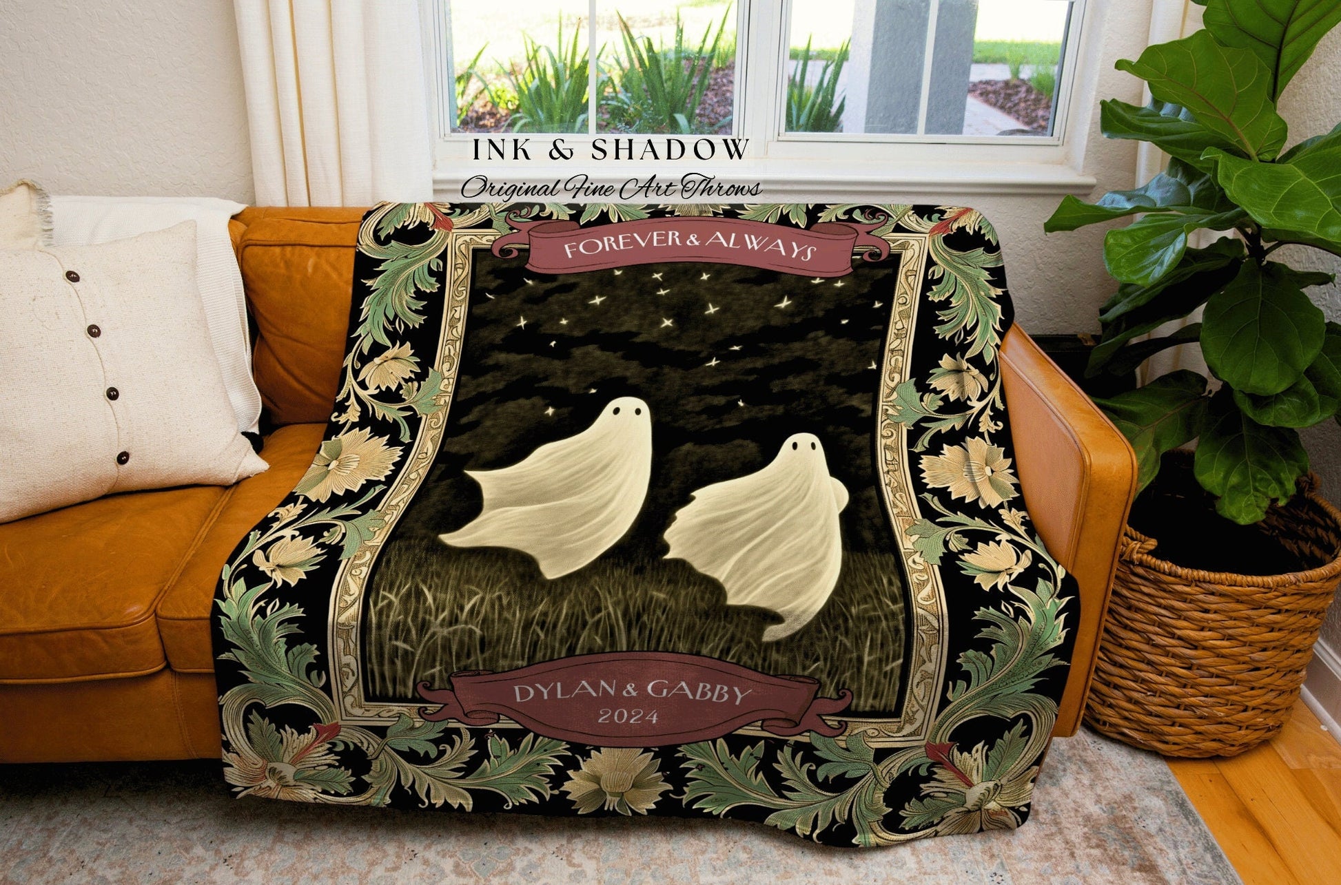 You're my Boo Couples Blanket Woven | Kindred Spirits Personalized Gothic Lover Blanket Woven Ghost Gift for Boyfriend Crowcore Home Decor
