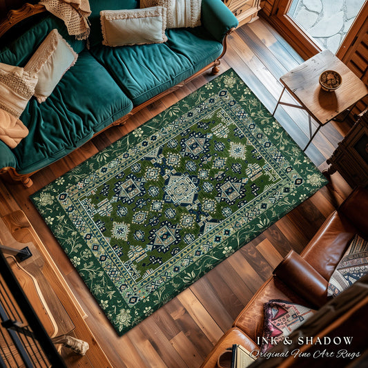 Blue Green Elegant Home Decor | Rustic Aesthetic Living Room Pastel Green Home Decor Housewarming Gift Cottagecore Green Bedroom Floor Mat