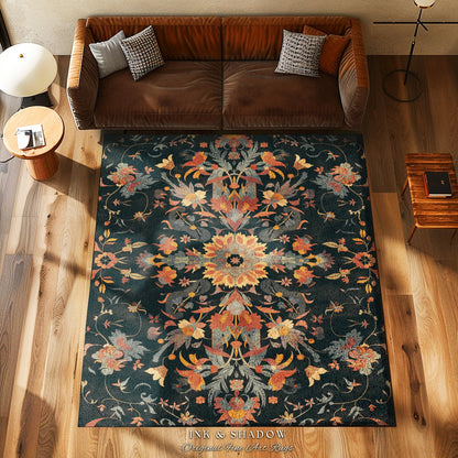 Trippy Kaleidoscope Aesthetic Rug Hippie Room Decor Mystic Cottagecore Psychedelic Bedroom Mat | Multi-Color ArtColorful Rainbow Style Rug