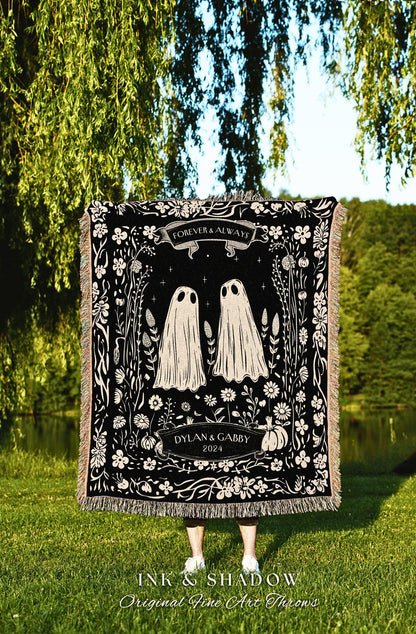 You're My Boo Personalized Throw Blanket | Dark Cottagecore Custom Gothic Couple Tapestry Woven Throw His & Her Gift for Partner Meaningful