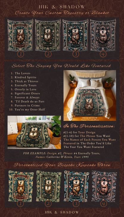 Significant Otters Blanket Personalized Names | Gift for Partner Custom Picnic Blanket Woven Tapestry Dating First Anniversary Cute Throw |