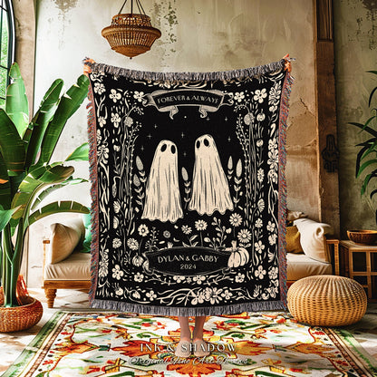 You're My Boo Personalized Throw Blanket | Dark Cottagecore Custom Gothic Couple Tapestry Woven Throw His & Her Gift for Partner Meaningful