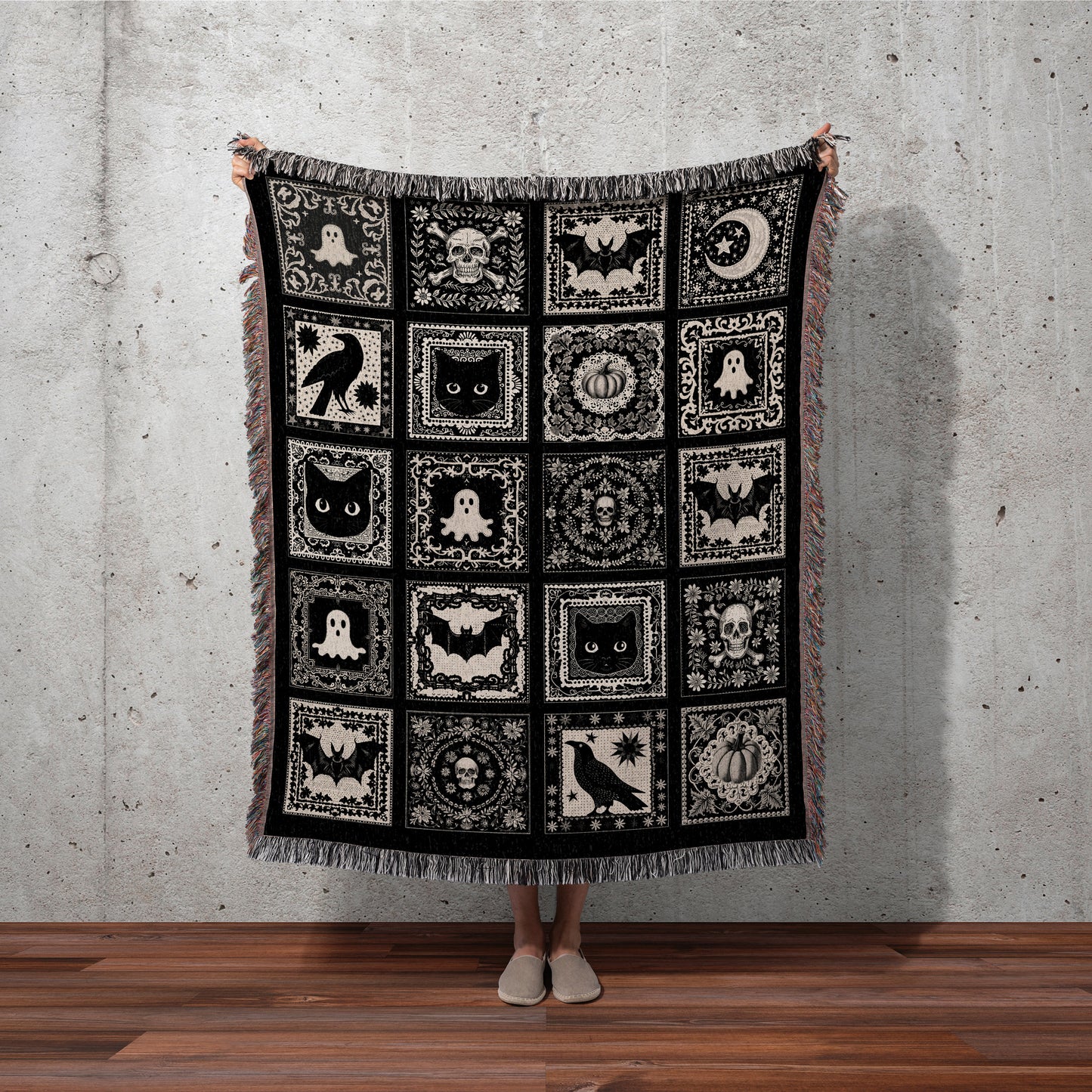 Spooky Season Throw Halloween Home Decor Cozy Witch Witchy Blanket Gift For Goth Room Decor Whimsigothic Fall Decorating Dark Academia Throw