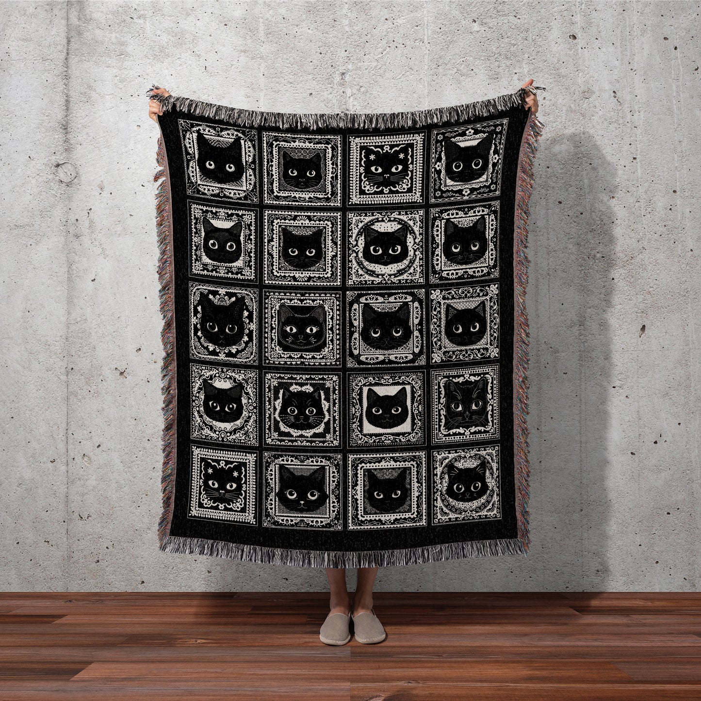 Black Cats Blanket Cute Cozy Gothic Decor Dark Cottagecore Tapestry Throw Witchy Decor Bedroom Gift for Cat Lovers Fall Halloween Blanket