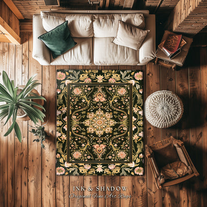 Pastel Botanicals Elegant Area Rug | Bohemian Ornate Cottagecore Baroque Home Accent Rug Whimsical Bohemian Classic Floral Elegance Art Deco