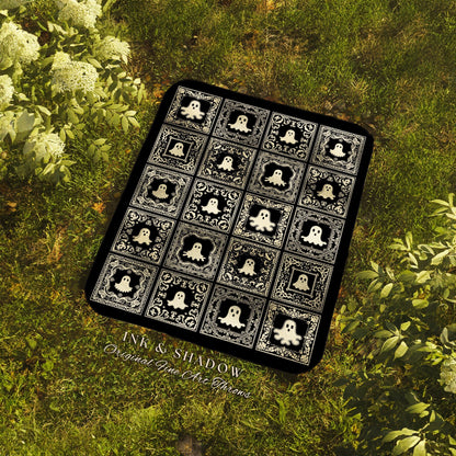 Ghost Blanket Cute Spooky Season Throw Retro Halloween Gothic Gift Blanket Spooky Creepy Cute Ghosts Picnic Blanket Fall Vibes Goth Gifts