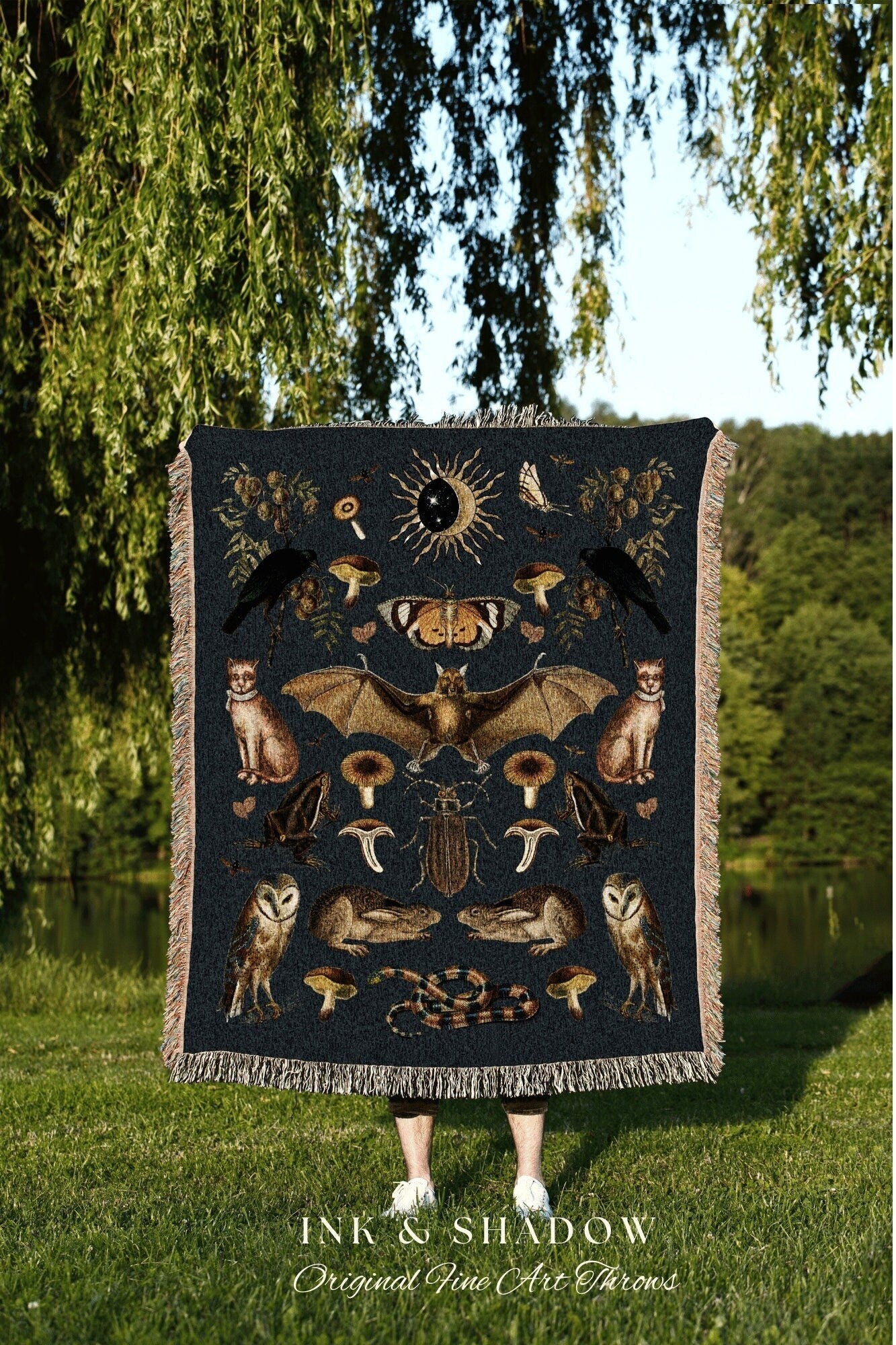 Whimsigoth Celestial Goth Tapestry | Witchy Decor Gothic Tapestry | Whimsigoth Decor Witchy Decor Bedroom Goth Woven Blanket Witch Gift |