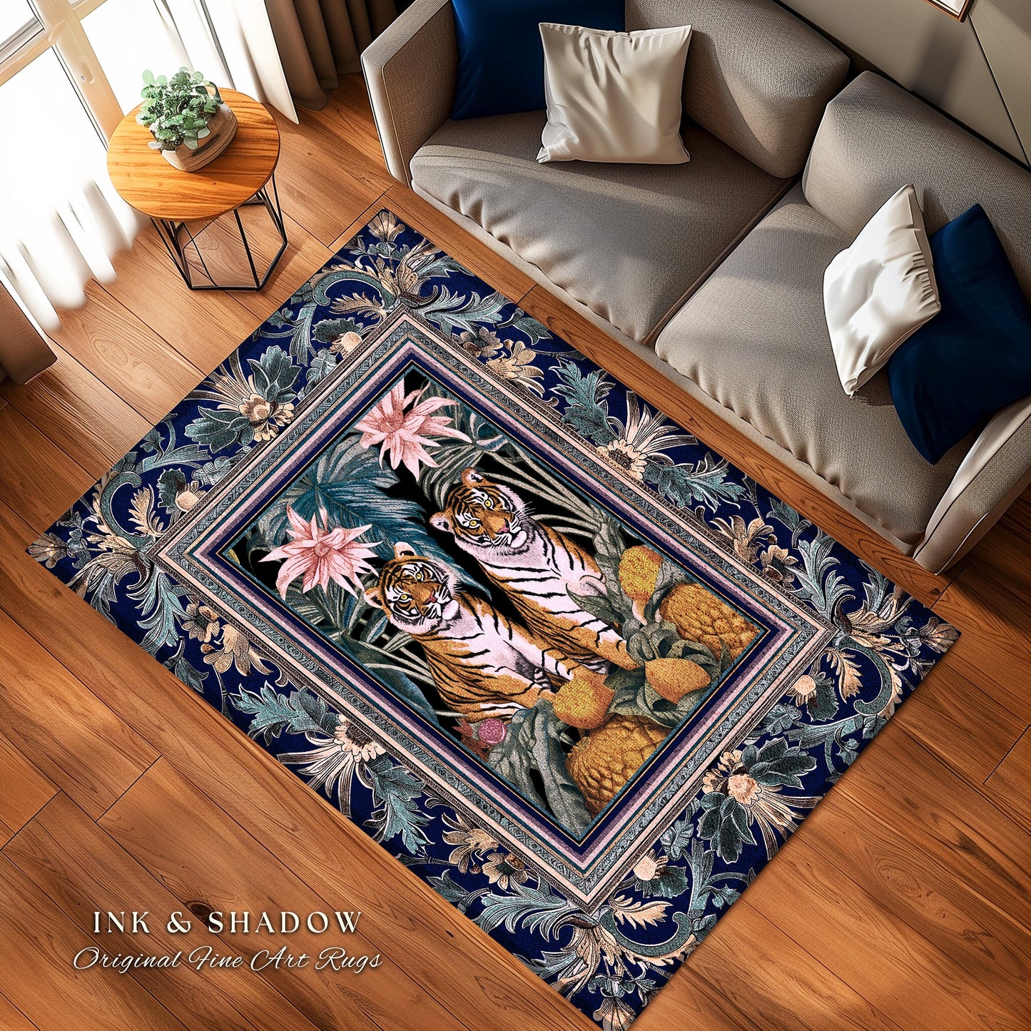 Pastel Tropigoth Accent Rug | Eclectic Whimsigoth Unique Bedroom Area Rug Botanical Foliage Nature Inspired Decor Safari Jungle Leaves Boho