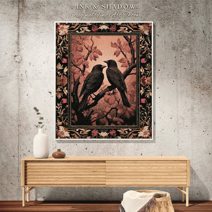 Fall Aesthetic Black Crow Raven Decor Dark Nature Theme Tapestry Edgar Allen Poe Decor Crowcore Tapestry Witchy Gothic Woven Throw Blanket