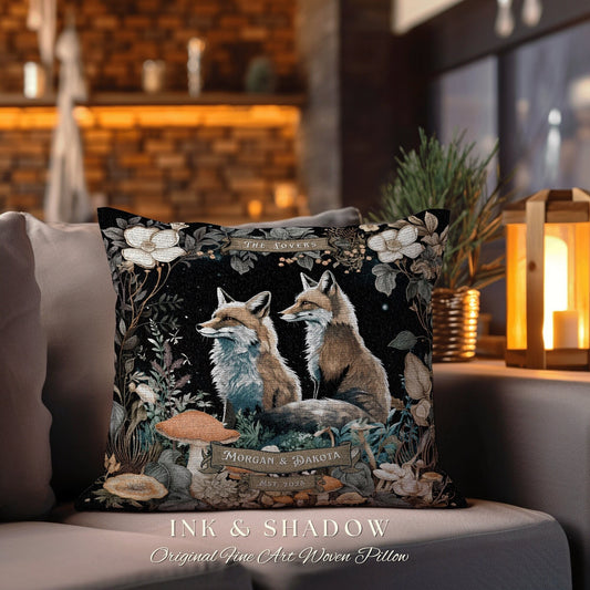Magic Woodland Decor Personalized | Woodland Decor Custom Dating Anniversary Meaningful Gift Housewarming Pillow Cottagecore Fox Couple Gift