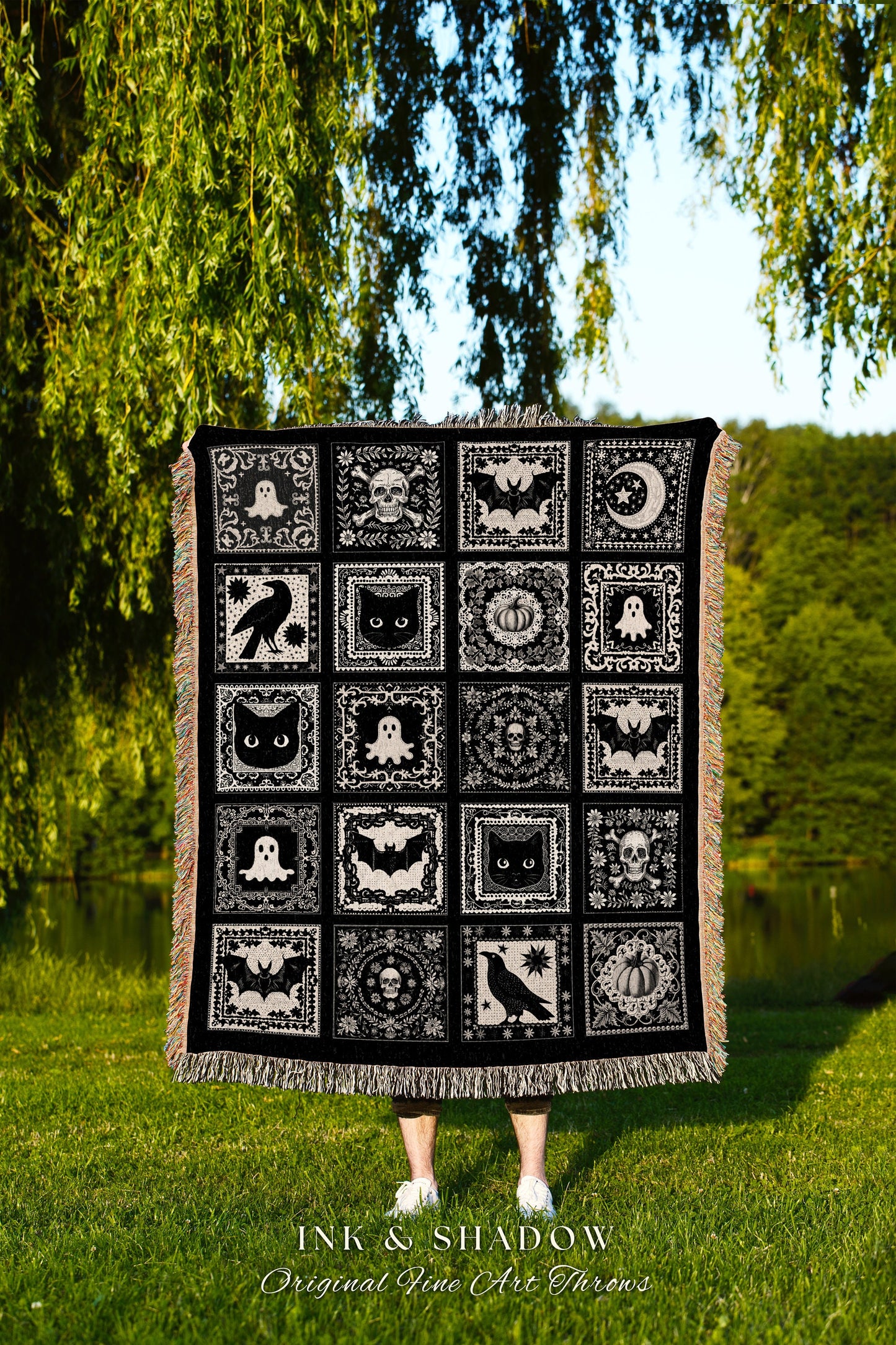 Spooky Season Throw Halloween Home Decor Cozy Witch Witchy Blanket Gift For Goth Room Decor Whimsigothic Fall Decorating Dark Academia Throw