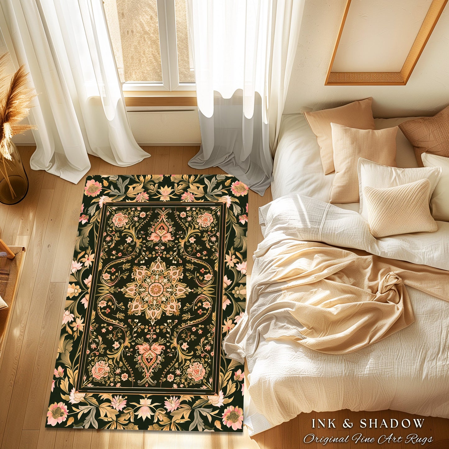 Pastel Botanicals Elegant Area Rug | Bohemian Ornate Cottagecore Baroque Home Accent Rug Whimsical Bohemian Classic Floral Elegance Art Deco