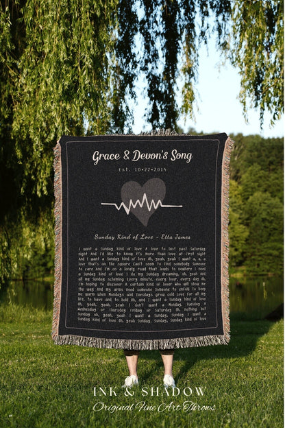 Couples Lyric Blanket Vintage | Custom Song Gift BFF Blanket Our Song Tapestry Woven Blanket Our Song First Dance Wedding Sentimental Gift |