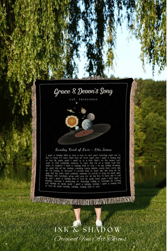 Couples Song Lyric Blanket | Custom Song Gift Best Friend Blanket Our Song Tapestry Woven Blanket Our Song First Dance Wedding Gift Custom |